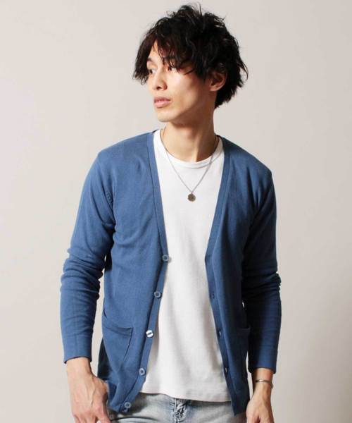THE CASUAL（カジュアル）の「コットンニット長袖Vネックカーディガン（カーディガン/ボレロ・メンズ・ブラック/ベージュ/ネイビー/レッド/オリーブ/ブルー/グリーン/マスタード/オートミール/杢グレー/ロイヤルブルー/ワイン/チャコール/グレー系その他/ブルー系その他/テラコッタ/ブルー系その他2/レッド系その他・S/M/L/XL）」の12枚目の写真