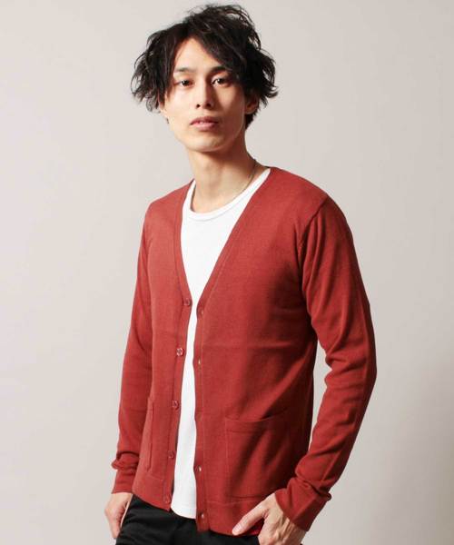 THE CASUAL（カジュアル）の「コットンニット長袖Vネックカーディガン（カーディガン/ボレロ・メンズ・ブラック/ベージュ/ネイビー/レッド/オリーブ/ブルー/グリーン/マスタード/オートミール/杢グレー/ロイヤルブルー/ワイン/チャコール/グレー系その他/ブルー系その他/テラコッタ/ブルー系その他2/レッド系その他・S/M/L/XL）」の6枚目の写真
