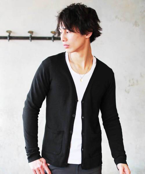 THE CASUAL（カジュアル）の「コットンニット長袖Vネックカーディガン（カーディガン/ボレロ・メンズ・ブラック/ベージュ/ネイビー/レッド/オリーブ/ブルー/グリーン/マスタード/オートミール/杢グレー/ロイヤルブルー/ワイン/チャコール/グレー系その他/ブルー系その他/テラコッタ/ブルー系その他2/レッド系その他・S/M/L/XL）」の2枚目の写真