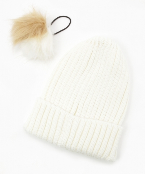 GLOBAL WORK（グローバルワーク）の「【抗菌防臭】ファーニットワッチ/763691（ニットキャップ/ビーニー・レディース・ホワイト/ブラック/グレー・FREE）」の7枚目の写真