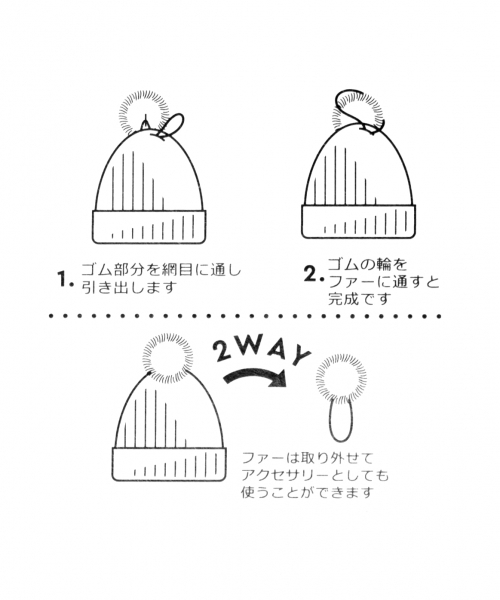 GLOBAL WORK（グローバルワーク）の「【抗菌防臭】ファーニットワッチ/763691（ニットキャップ/ビーニー・レディース・ホワイト/ブラック/グレー・FREE）」の4枚目の写真