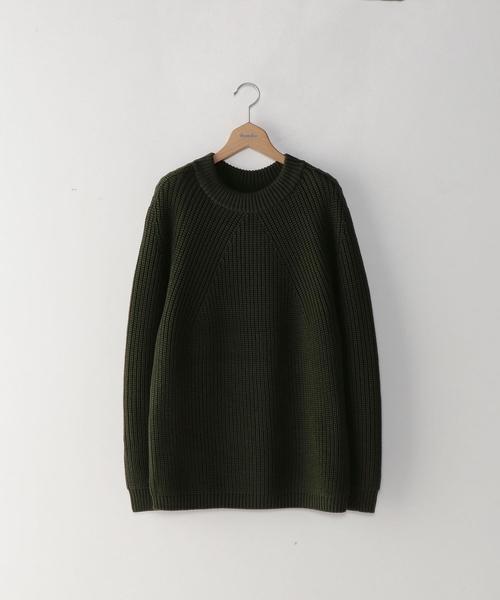 BATONER（バトナー）の「＜BATONER＞ AZE CREW KNIT/ﾆｯﾄ ◆（ニット/セーター・メンズ・ベージュ/オリーブ/ダークグレー/ブラック・1/2/3）」の4枚目の写真