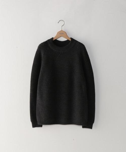 BATONER（バトナー）の「＜BATONER＞ AZE CREW KNIT/ﾆｯﾄ ◆（ニット/セーター・メンズ・ベージュ/オリーブ/ダークグレー/ブラック・1/2/3）」の3枚目の写真