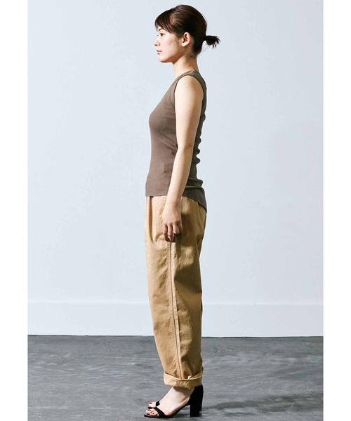 MEDE19F（メデジュウキュウ）の「MEDE19F　ノースリーブワッフルトップス（タンクトップ・レディース・ベージュ/ブラウン・MEDIUM/LARGE/X-LARGE）」の3枚目の写真