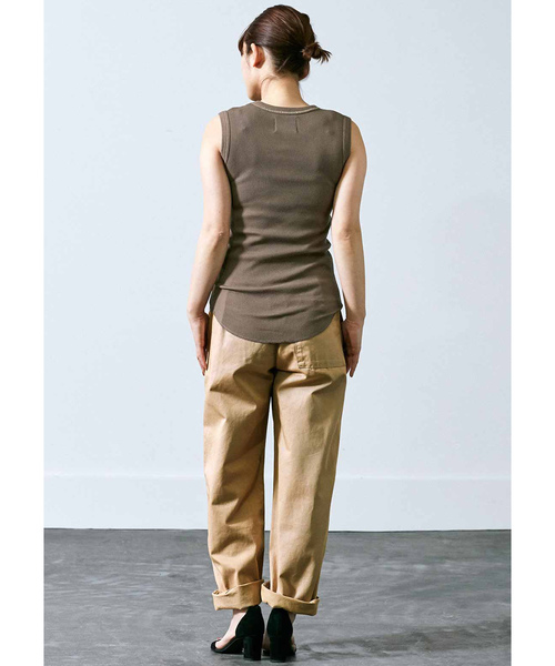 MEDE19F（メデジュウキュウ）の「MEDE19F　ノースリーブワッフルトップス（タンクトップ・レディース・ベージュ/ブラウン・MEDIUM/LARGE/X-LARGE）」の9枚目の写真