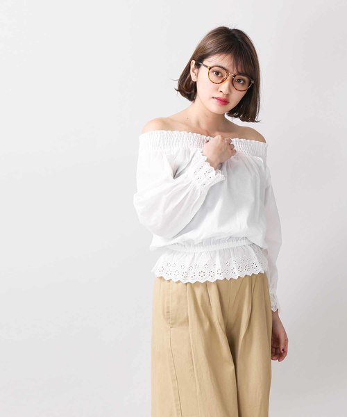 WEGO（ウィゴー）の「WEGO/スカラップオフショルブラウス（シャツ/ブラウス・レディース・オフホワイト/オレンジ/マスタード・FREE）」の12枚目の写真