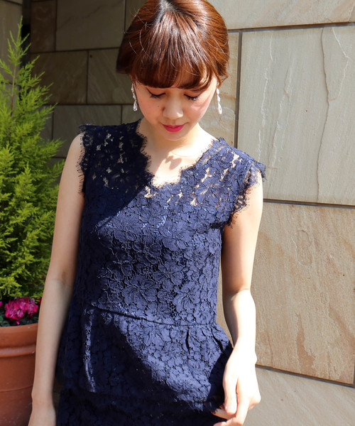 MARLENE JOBERT（マルレーヌ　ジョベル）の「レースタイトスカートセットアップ（ドレス・レディース・ブラック/ブルーグリーン/スモークピンク/ネイビー・L/M）」の18枚目の写真