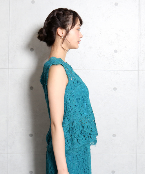 MARLENE JOBERT（マルレーヌ　ジョベル）の「レースタイトスカートセットアップ（ドレス・レディース・ブラック/ブルーグリーン/スモークピンク/ネイビー・L/M）」の16枚目の写真