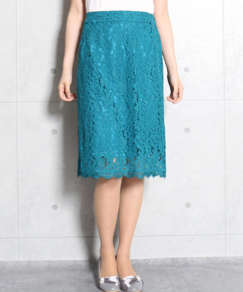 MARLENE JOBERT（マルレーヌ　ジョベル）の「レースタイトスカートセットアップ（ドレス・レディース・ブラック/ブルーグリーン/スモークピンク/ネイビー・L/M）」の10枚目の写真