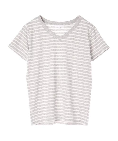 AMERICAN HOLIC（アメリカンホリック）の「・60新彊綿スムースボーダーVネックTシャツ★（Tシャツ/カットソー・レディース・ピンク/ブルー/杢グレー/ブラック・L/M）」の5枚目の写真