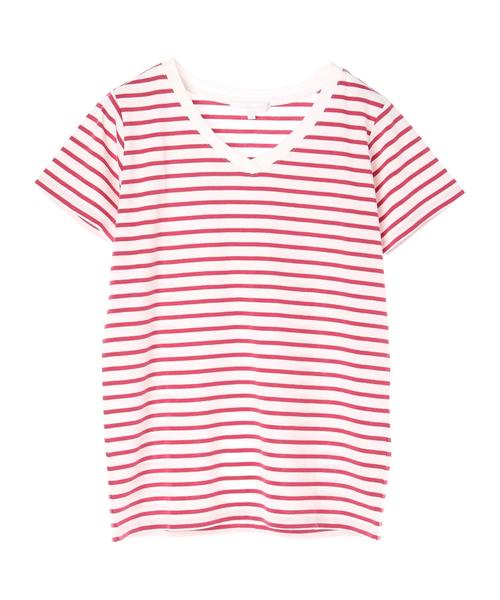 AMERICAN HOLIC（アメリカンホリック）の「・60新彊綿スムースボーダーVネックTシャツ★（Tシャツ/カットソー・レディース・ピンク/ブルー/杢グレー/ブラック・L/M）」の12枚目の写真