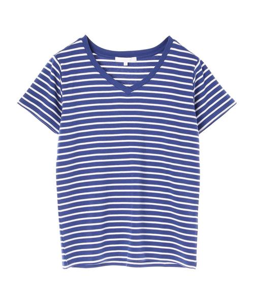 AMERICAN HOLIC（アメリカンホリック）の「・60新彊綿スムースボーダーVネックTシャツ★（Tシャツ/カットソー・レディース・ピンク/ブルー/杢グレー/ブラック・L/M）」の11枚目の写真