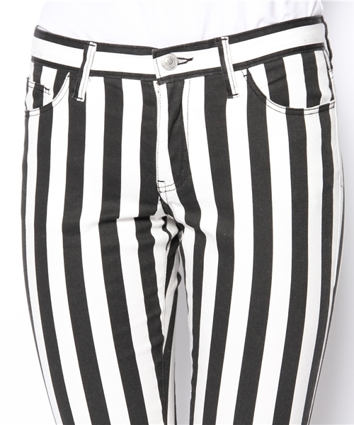 WEGO（ウィゴー）の「WEGO/ストライプスキニーパンツ（チノパンツ・レディース・ブラック・MEDIUM/LARGE）」の4枚目の写真