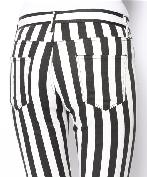 WEGO（ウィゴー）の「WEGO/ストライプスキニーパンツ（チノパンツ・レディース・ブラック・MEDIUM/LARGE）」の5枚目の写真