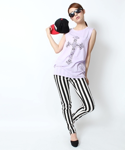 WEGO（ウィゴー）の「WEGO/ストライプスキニーパンツ（チノパンツ・レディース・ブラック・MEDIUM/LARGE）」の11枚目の写真