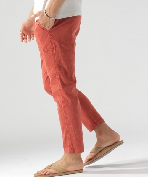 BAYFLOW（ベイフロー）の「リネンストレッチアンクルパンツ（その他パンツ・メンズ・ベージュ/オレンジ/ネイビー/ブルー・MEDIUM/LARGE/SMALL）」の4枚目の写真