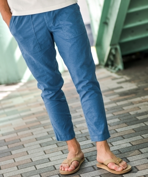 BAYFLOW（ベイフロー）の「リネンストレッチアンクルパンツ（その他パンツ・メンズ・ベージュ/オレンジ/ネイビー/ブルー・MEDIUM/LARGE/SMALL）」の3枚目の写真