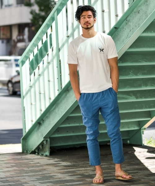 BAYFLOW（ベイフロー）の「リネンストレッチアンクルパンツ（その他パンツ・メンズ・ベージュ/オレンジ/ネイビー/ブルー・MEDIUM/LARGE/SMALL）」の5枚目の写真