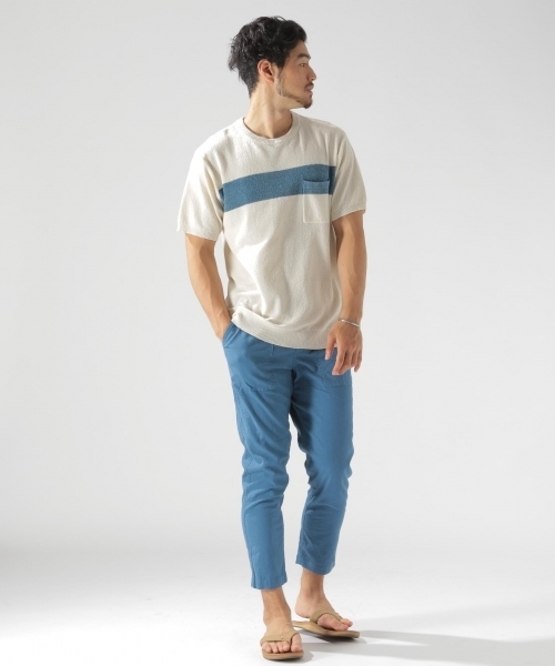 BAYFLOW（ベイフロー）の「リネンストレッチアンクルパンツ（その他パンツ・メンズ・ベージュ/オレンジ/ネイビー/ブルー・MEDIUM/LARGE/SMALL）」の9枚目の写真