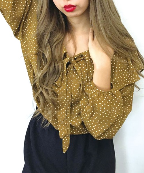SPIGA(スピーガ)の「ドットフリルブラウス(シャツ/ブラウス・レディース・ブラック/レッド/イエロー・FREE)」の1枚目の写真