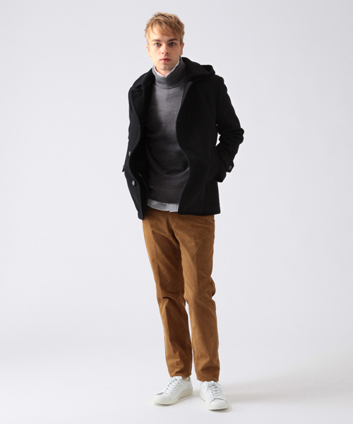 BEAMS LIGHTS Men's（ビームスライツ メンズ）の「□BEAMS LIGHTS / メルトンシングルフードコート（ピーコート・メンズ・グレー/ブラック・SMALL/MEDIUM/LARGE/X-LARGE/XX-LARGE）」の13枚目の写真