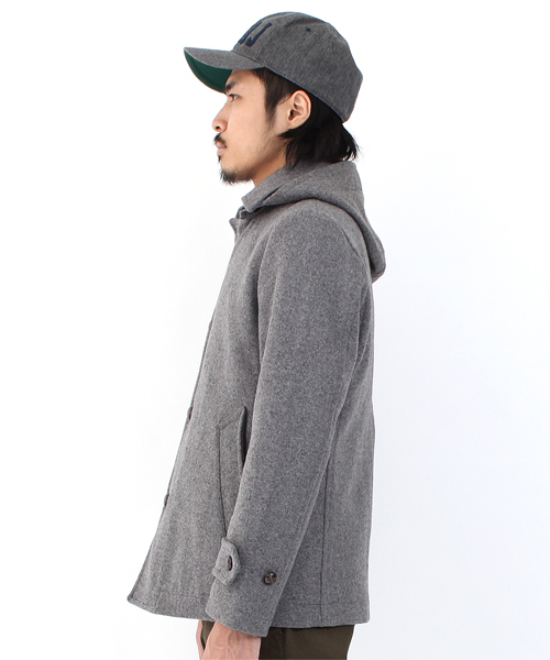 BEAMS LIGHTS Men's（ビームスライツ メンズ）の「□BEAMS LIGHTS / メルトンシングルフードコート（ピーコート・メンズ・グレー/ブラック・SMALL/MEDIUM/LARGE/X-LARGE/XX-LARGE）」の4枚目の写真