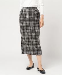オーバーチェックミモレ丈タイトスカート