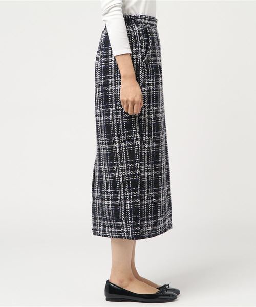 STYLEBLOCK（スタイルブロック）の「オーバーチェックミモレ丈タイトスカート（スカート・レディース・ベージュ/ターコイズブルー/ブルー/グレー・M）」の6枚目の写真