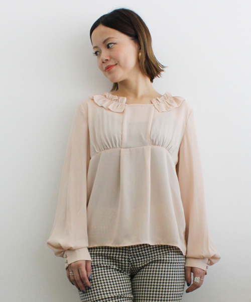 mystic(ミスティック)の「【mystic20th】衿フリルブラウス(シャツ/ブラウス・レディース・オフホワイト/ブラック/グレー/ベージュ・フリ-)」の1枚目の写真