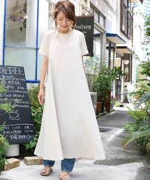 M y u | リネンライク♪贅沢フレアワンピ(ワンピース)