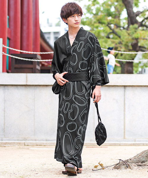 MinoriTY（マイノリティ）の「4点セット柄浴衣 ワンタッチ（浴衣・メンズ・ブラック/ブラック系その他・M/L）」の6枚目の写真