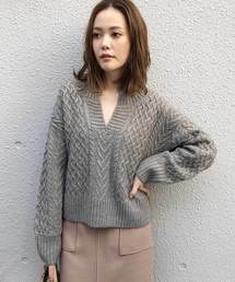 audrey and john wad | ケーブル柄キーネックニット(ニット/セーター)