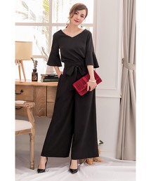 パンツドレス フォーマル スーツ パンツスーツ セットアップ パーティードレス 結婚式 お呼ばれ ワイドパンツ 謝恩会 成人式 披露宴 同窓会 食事会 きれいめ 上品 無地 春 夏 秋 冬 シンプル