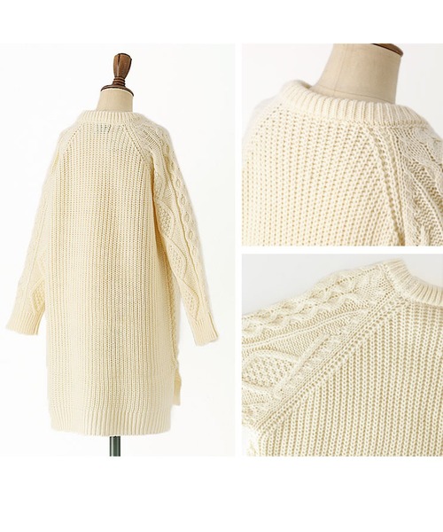 Catherine Cottage（キャサリンコテージ）の「ケーブルニットワンピース（ワンピース・キッズ・ブラック/レッド/オフホワイト/ピンク/ベージュ・100/110/120/130/150/160/140）」の9枚目の写真