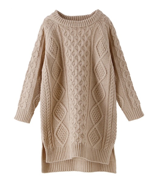 Catherine Cottage（キャサリンコテージ）の「ケーブルニットワンピース（ワンピース・キッズ・ブラック/レッド/オフホワイト/ピンク/ベージュ・100/110/120/130/150/160/140）」の18枚目の写真