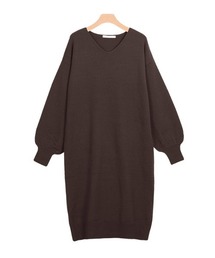 もっちりカシミヤタッチVネックニットワンピース