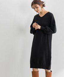 もっちりカシミヤタッチVネックニットワンピース