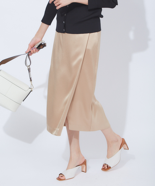 qualite（カリテ）の「【2020SS新作】ハンマーサテンタイトスカートパンツ（その他パンツ・レディース・ベージュ/オレンジ・40/38/36）」の2枚目の写真