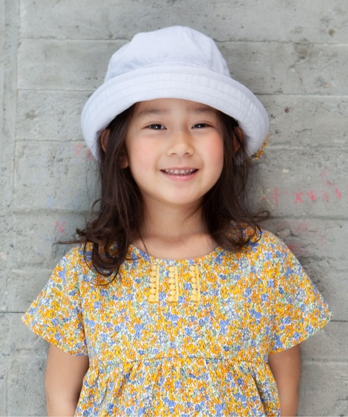 RAGMART(ラグマート)の「日除けリボンつき 花柄(ハット・キッズ・サックスブルー/グレー/ピンク・50cm/54cm/48cm/52cm)」の6枚目の写真