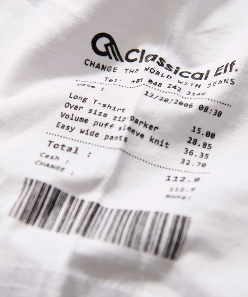 classicalelf(クラシカルエルフ)の「レシート オーバーサイズ ロング丈ワンポイントクルーネックロゴビッグTシャツ(半袖)(Tシャツ/カットソー・レディース・ホワイト/ブラック/杢グレー/グリーン/ベージュ/ブラウン・MEDIUM/LARGE/X-LARGE)」の19枚目の写真