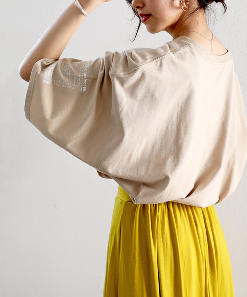 classicalelf(クラシカルエルフ)の「レシート オーバーサイズ ロング丈ワンポイントクルーネックロゴビッグTシャツ(半袖)(Tシャツ/カットソー・レディース・ホワイト/ブラック/杢グレー/グリーン/ベージュ/ブラウン・MEDIUM/LARGE/X-LARGE)」の9枚目の写真