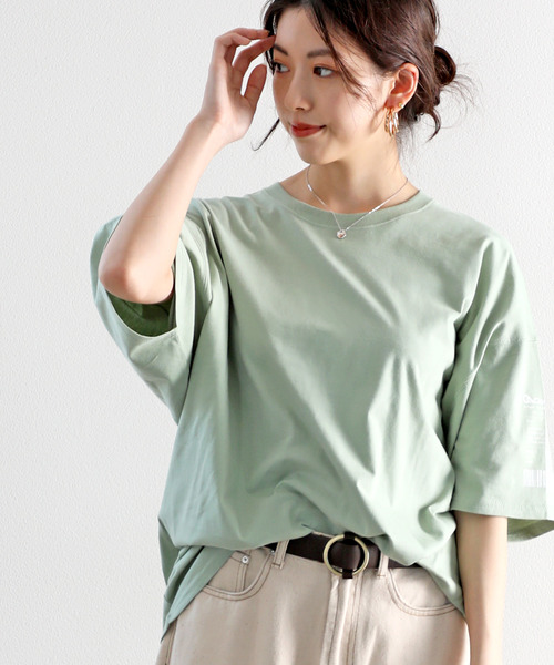 classicalelf(クラシカルエルフ)の「レシート オーバーサイズ ロング丈ワンポイントクルーネックロゴビッグTシャツ(半袖)(Tシャツ/カットソー・レディース・ホワイト/ブラック/杢グレー/グリーン/ベージュ/ブラウン・MEDIUM/LARGE/X-LARGE)」の21枚目の写真