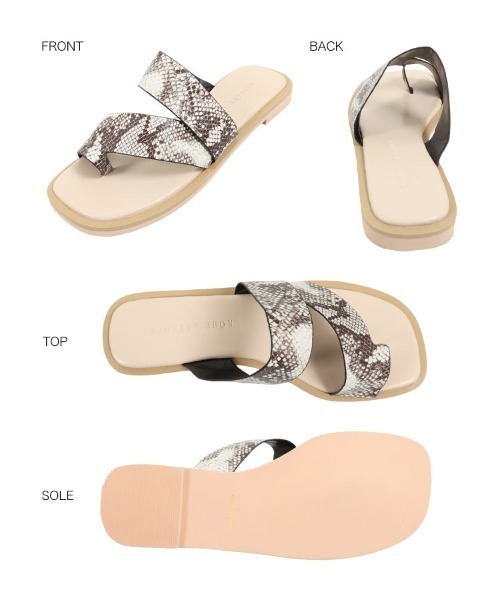 KOBE LETTUCE（コウベレタス）の「スクエアトゥトングフラットサンダル（サンダル・レディース・ホワイト/ブラック/パイソン/ブラウン系その他・LL/S/M/L）」の11枚目の写真