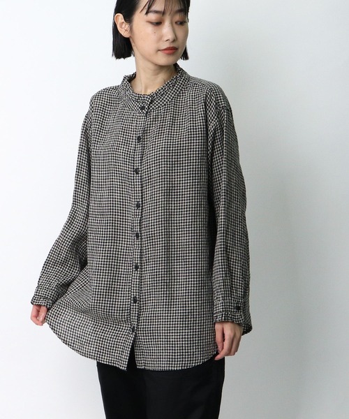 ubasoku / ウバソク 襟 カウス フリル ブラウス リネン ub-0013 BNT（シャツ/ブラウス）｜ubasoku（ウバソク）