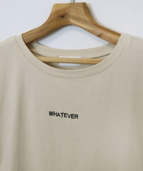 andme(アンドミー)の「WHATEVERエンブロイダリーロゴフレンチスリーブTシャツ(Tシャツ/カットソー・レディース・オフホワイト/ベージュ/ブラウン系その他/ブラック/ミント/パープル・F(M))」の14枚目の写真