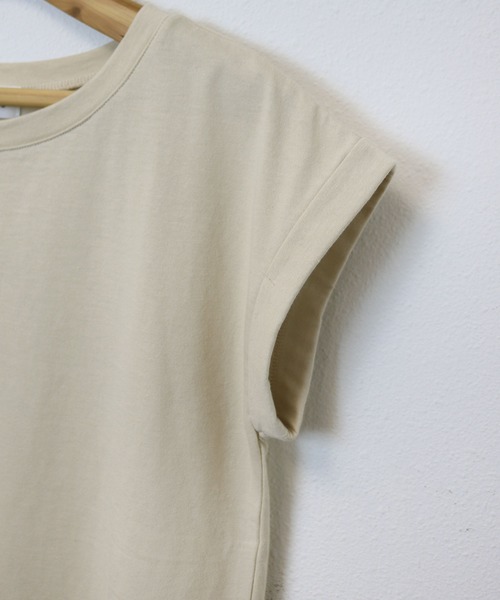 andme(アンドミー)の「WHATEVERエンブロイダリーロゴフレンチスリーブTシャツ(Tシャツ/カットソー・レディース・オフホワイト/ベージュ/ブラウン系その他/ブラック/ミント/パープル・F(M))」の16枚目の写真