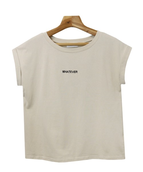 andme(アンドミー)の「WHATEVERエンブロイダリーロゴフレンチスリーブTシャツ(Tシャツ/カットソー・レディース・オフホワイト/ベージュ/ブラウン系その他/ブラック/ミント/パープル・F(M))」の21枚目の写真