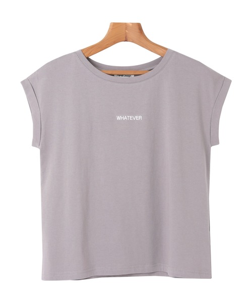 andme(アンドミー)の「WHATEVERエンブロイダリーロゴフレンチスリーブTシャツ(Tシャツ/カットソー・レディース・オフホワイト/ベージュ/ブラウン系その他/ブラック/ミント/パープル・F(M))」の9枚目の写真