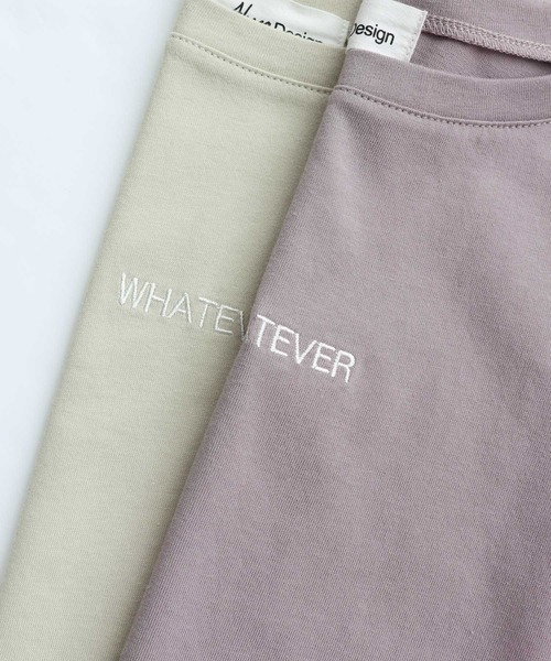 andme(アンドミー)の「WHATEVERエンブロイダリーロゴフレンチスリーブTシャツ(Tシャツ/カットソー・レディース・オフホワイト/ベージュ/ブラウン系その他/ブラック/ミント/パープル・F(M))」の8枚目の写真