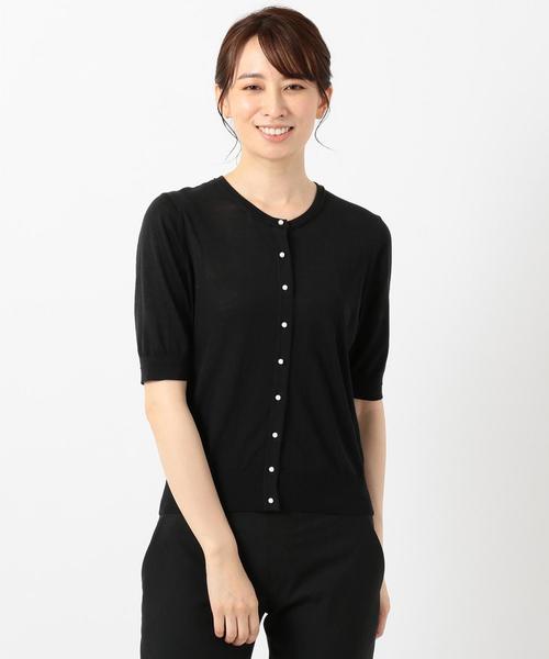 J.PRESS(ジェイプレス)の「【洗える】半袖クルーカーディガン ニット(カーディガン/ボレロ・レディース・ホワイト系/ブラック系/ダークブラウン系・T13/T15)」の8枚目の写真